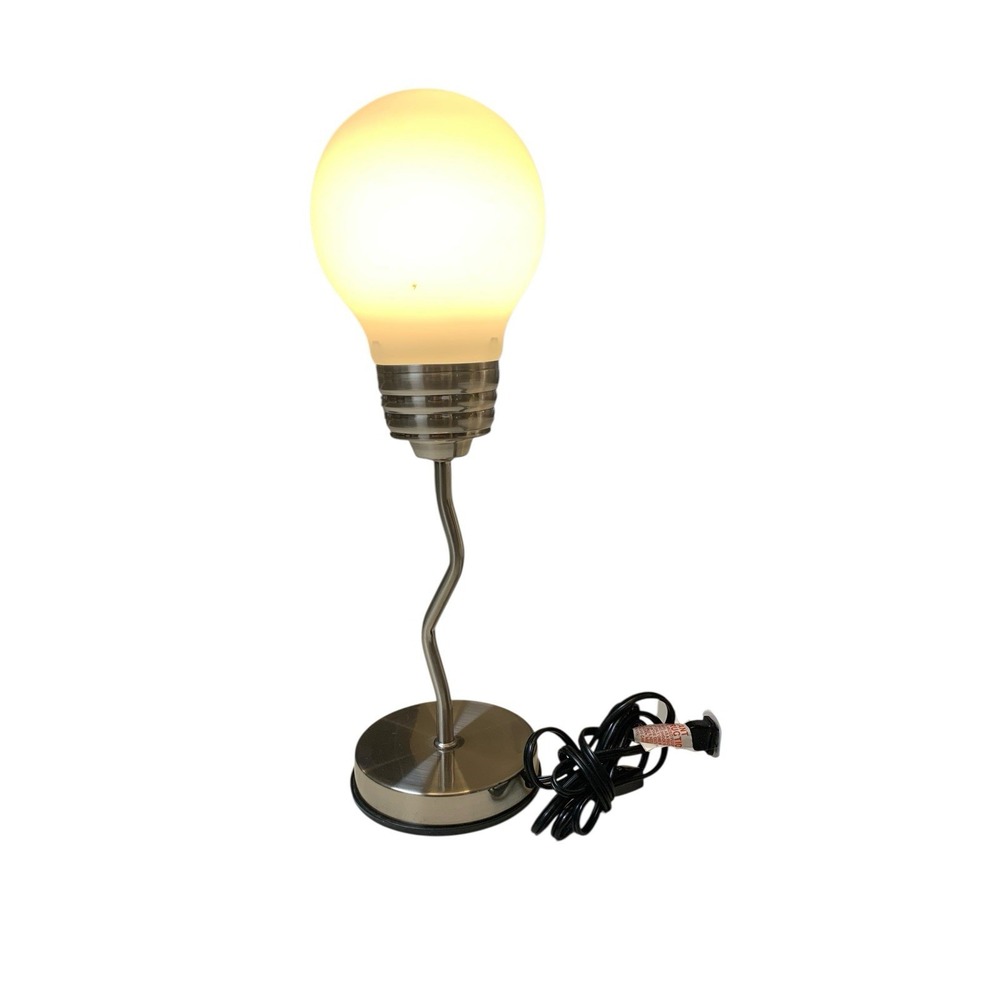 Vintage White Light Bulb Squiggle Table Lamp Postmodern Pop Art Design IKEA 18”